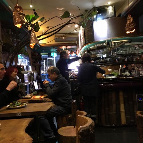 inside, the buffet is at the bar  at Vantra Vitao in London