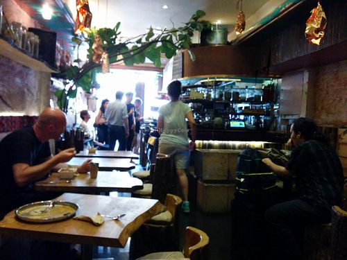 interior of restaurant is like a cave, mellow music playing at Vantra Vitao in London