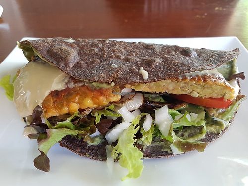 Tempeh burger at Natural Efe Macrobiotic World in Phuket