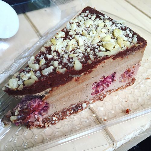 raw triple chocolate cake  at Martha's in Glasgow