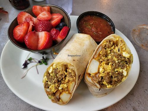 Tofu scramble breakfast burrito at Hot Stacks Cafe in Myrtle Beach