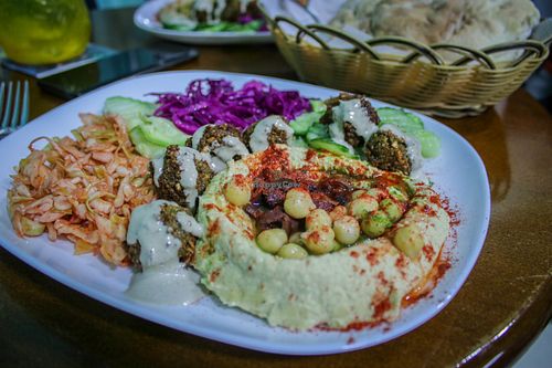 falafel+hummus plate at Dr. Falafel in Ohrid