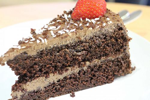 Chocolate cake at Loving Hut Cafe - St Peter's Place in Brighton