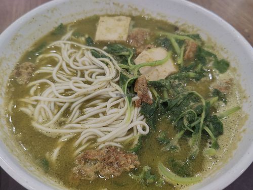 Thin noodles with thunder tea soup. at Xuan Miao Veggie Food 炫妙 - PLQ Mall in Central Singapore