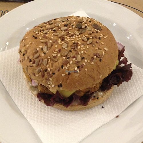 The mushroom burger  at Mama Tierra in Athens