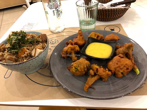 Battered broc at Mama Tierra in Athens