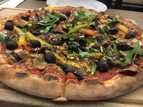 vegan pizza  at The Herb Garden in Newcastle Upon Tyne