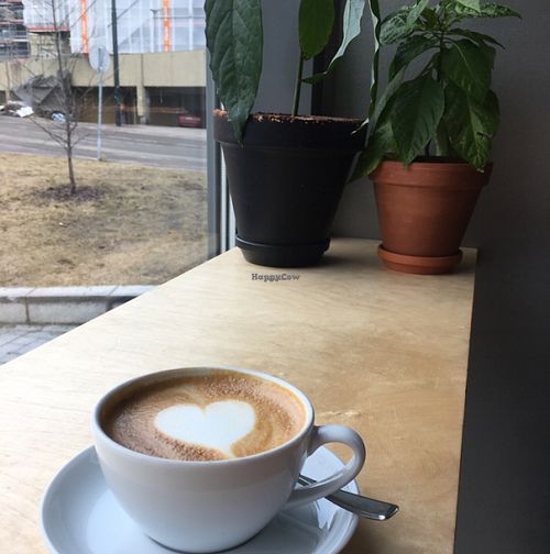 oat milk cappuccino  at Cargo Coffee and Kitchen in Helsinki
