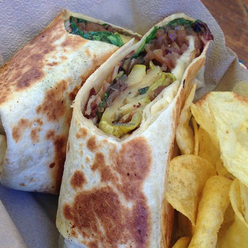 Vegetarian wrap with cheese, mushroom, spinach, onion and zucchini at Jah Ruulz in St Julians