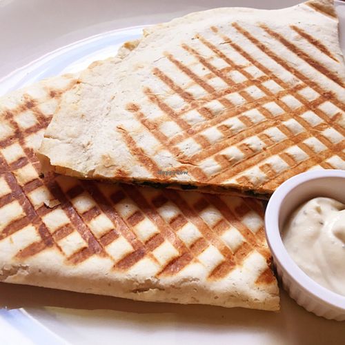 Pumpkin and kale quesadilla - yum!!! at Jah Ruulz in St Julians