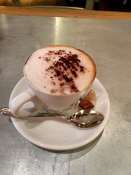 Cappuccino with oat milk at Teresa Carles Cocina Vegetariana in Barcelona