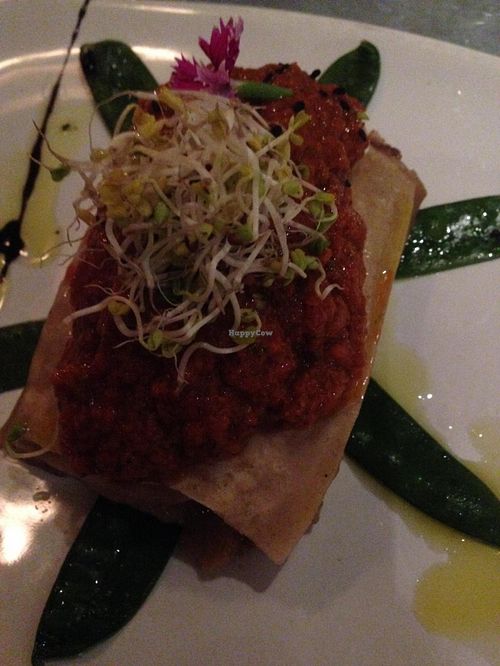 The vegan lasagna at Teresa Carles is very good. Attractive and well presented. Tasty but did not reveal extra special flavours.  at Teresa Carles Cocina Vegetariana in Barcelona