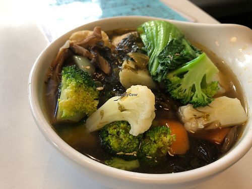 Sour and Spicy Assorted Mushroom Vegetable Soup Vegetarian Noodle at O and S in Kowloon