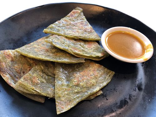 Chinese pancake with curry sauce at O and S in Kowloon