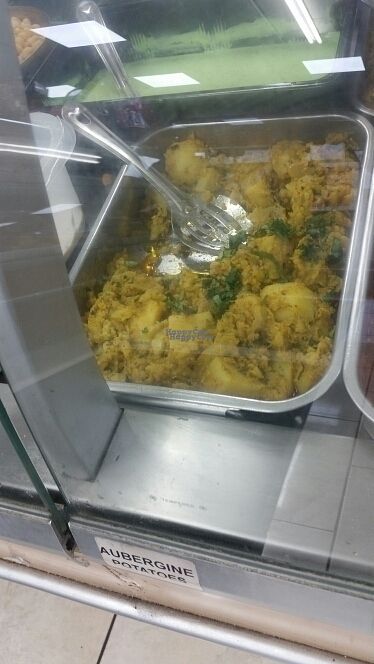 Aubergine potato curry at Pooja Sweets and Savories in Cardiff