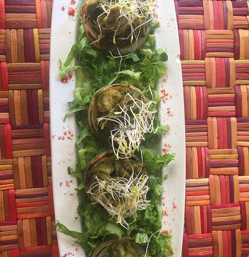 Stuffed artichokes  at El Jardín de Jazmín in Lima