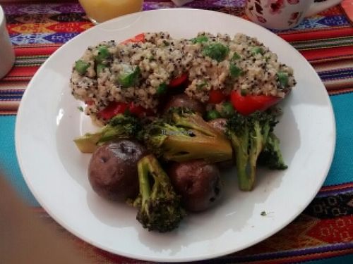 Pimientos rellenos de quinua at La Casa Roja Perú Hospedaje in Miraflores