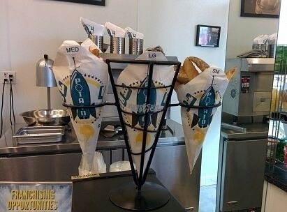 potato cone size display at 3 Potato 4 in Pleasanton