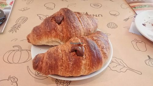 Croissants with chocolate cream at Universo Vegano in Florence
