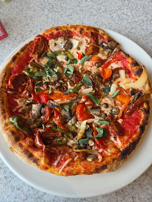 Wood roasted vegetable pizza at Brixx Wood Fired Pizza in Chapel Hill