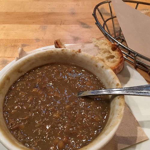 Lentil soup at Nanoosh in New York City