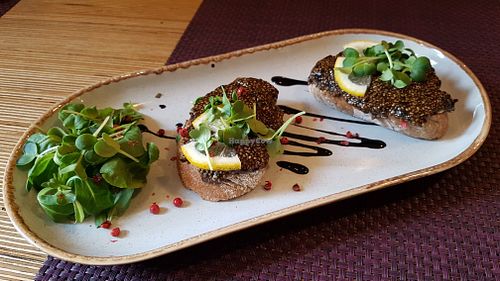'Caviar' bruschetta at Bhajan Cafe in Riga