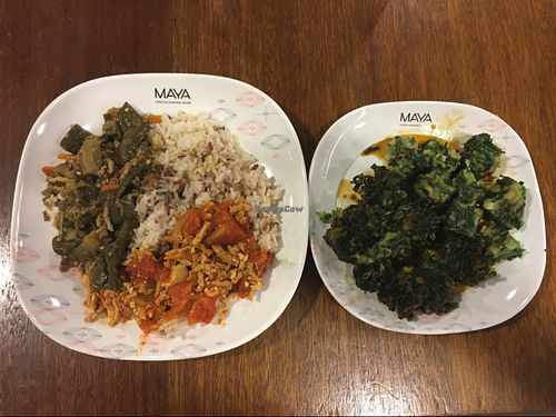 So so good! The dish on the right is fried steamed garlic.   at Im Jai - Veg Food Stall in Chiang Mai