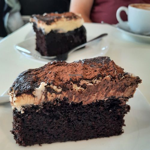 Vegan chocolate cake at Guardhouse Cafe in Brixham