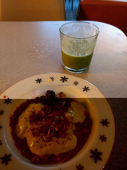 cereal and smoothie at Pulp Fiction Future Food and Juice Cafe in Whitley Bay