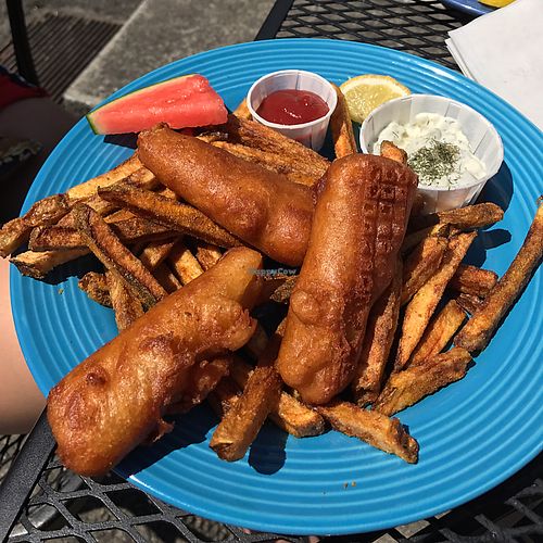fish and chips at DJ's Vinyl Vegan - Food Trailer in Astoria