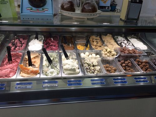 Ice cream choices (not all) at Golden Ice Gelateria in Pompei