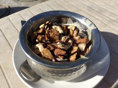 Hello to the King (Cashew Ice Cream /Snickers Bar) at Blue Caterpillar Vegan Cafe  in Dharamkot