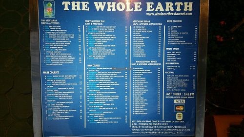 front stand menu at The Whole Earth in Chiang Mai