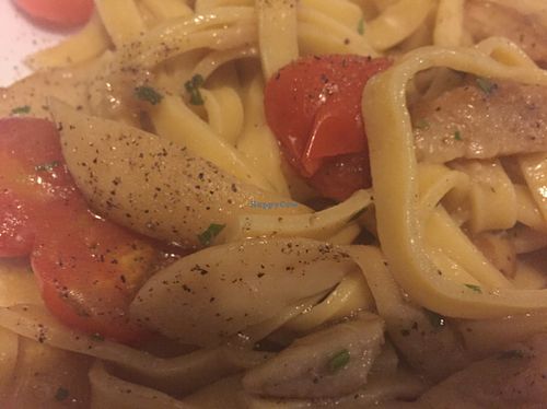 pasta with porcini mushrooms & tomatoes. incredible! at La Zagara in Taormina