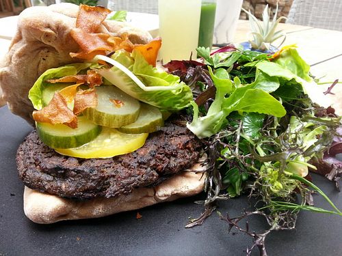 Mushroom and vegetable burger at Plant Food + Wine in Los Angeles