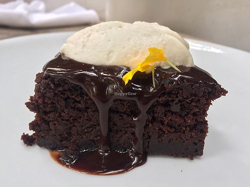 chocolate cake dessert  at Plant Food + Wine in Los Angeles