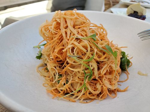 Squash and papaya salad at Plant Food + Wine in Los Angeles
