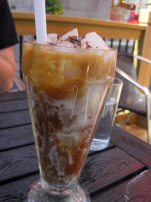 Coffee drink with almond milk at Nocochi in Montreal