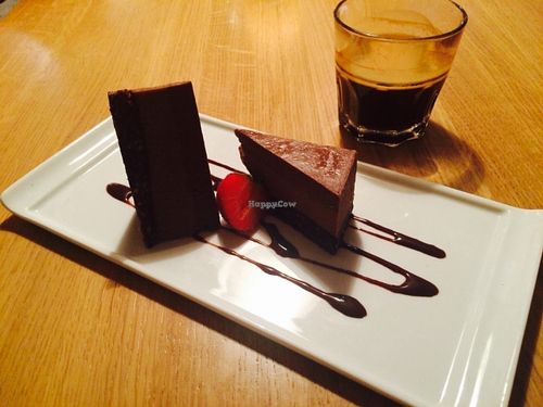 Triple chocolate cake at simpleRAW in Copenhagen