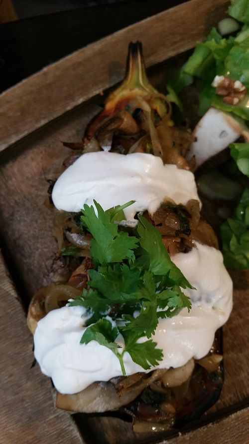 Eggplant with cashew cheese at Ugata Bakery in Kibbutz Kineret