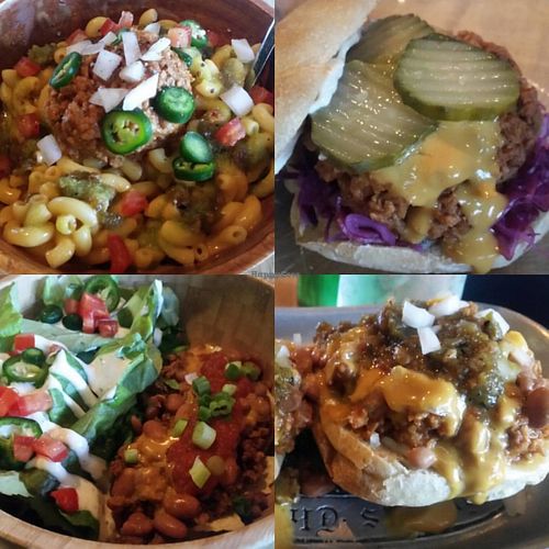 Taco Salad, Mac & 'cheese', and the Pueblo sloppy joe. at The Burrowing Owl in Colorado Springs