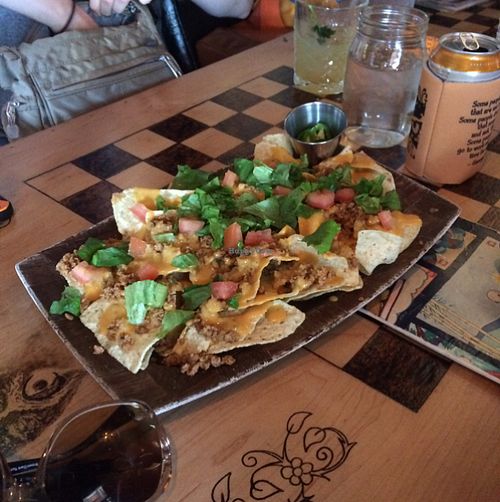 vegan nachos!!!! at The Burrowing Owl in Colorado Springs