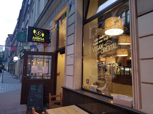 Outside at Ahimsa Vegan Restaurant and Club in Wroclaw