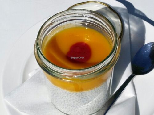 chia mango parfait at Think Love Juices & Vegan Food in Warsaw