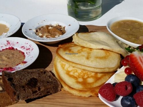 pancake breakfast at Think Love Juices & Vegan Food in Warsaw