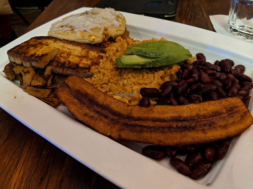 Bandeja Paisa - basically a combo plate of their best items at VSpot Express in New York City