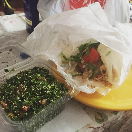 Humus falafel wrap plus tabule salad at Veggi Fresh - Knyaz Boris in Varna