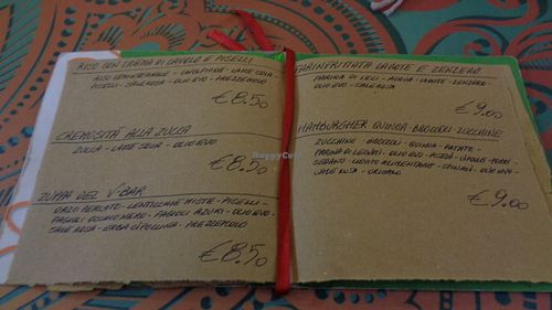 The hand written menu. at V-Bar Natural in Parma