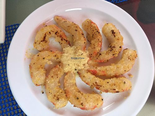 vegan shrimp in garlic.  at Equelecua Cuban Cafe - Cloud Kitchen in Los Angeles