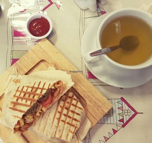 Vegan breakfast burrito  at Blondes in Cottingham